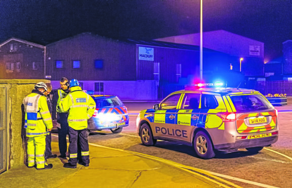 The search of the Macduff harbour area following a report of people in the water