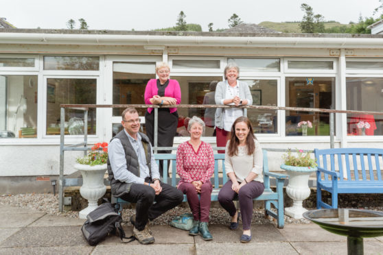 Claire Cameron (General Manager), Marie Law (NHSH District Manager); James Hilder (Sunart Community Council), Joanne Matheson (Acharacle Community Council) and Kate Forbes MSP at Dail Mhor House