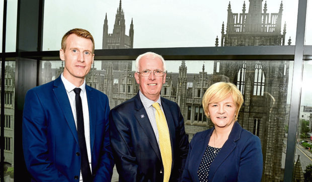 The launch of Invest Aberdeen at Marischal Square, Aberdeen. In the picture are from left: Allan McEwan, Cityfibre, Jim Gifford, Aberdeenshire council leader and Jenny Laing, Aberdeen council leader. Picture by Jim Irvine.