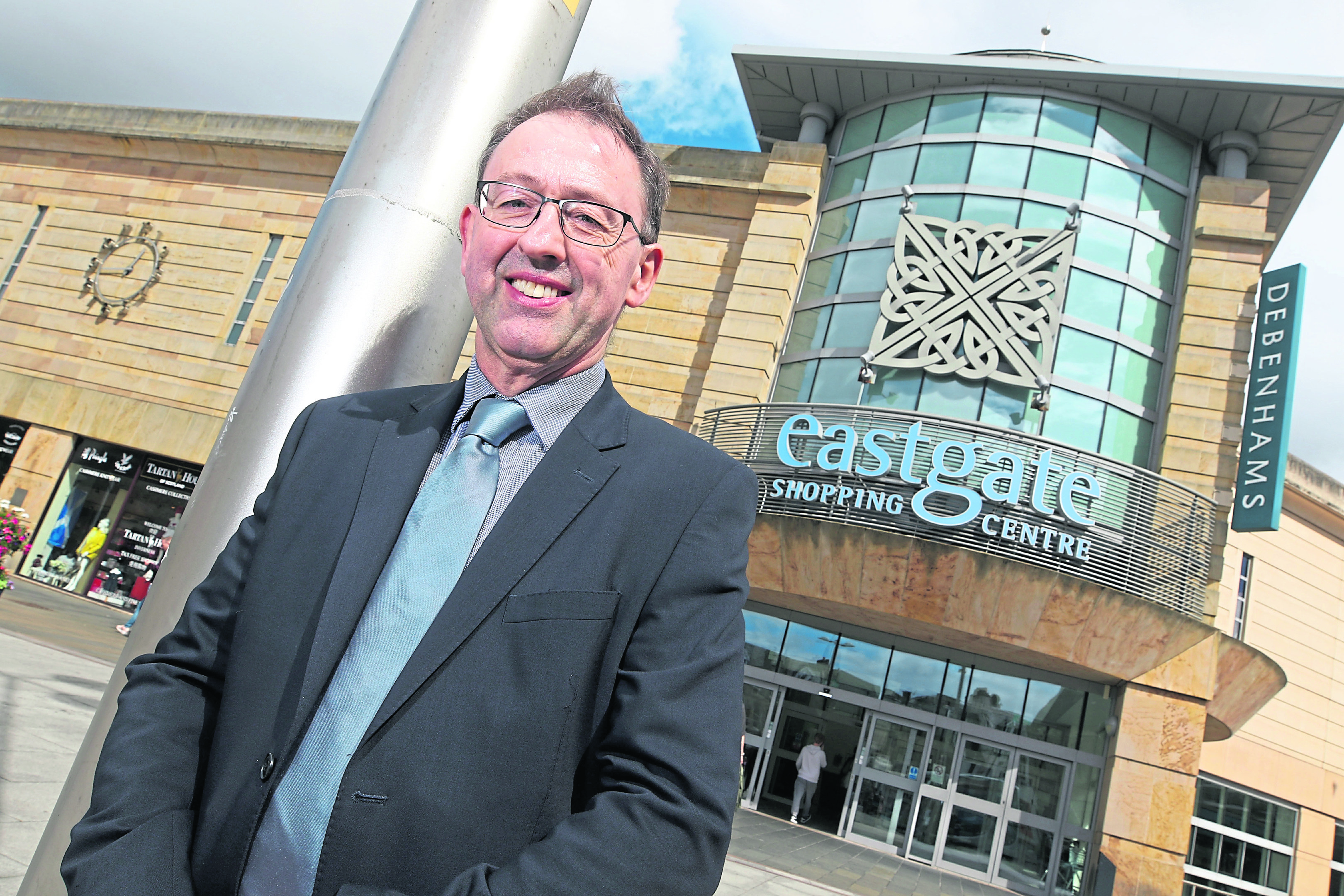 Stewart Nicol, Chief Executive of Inverness Chamber of Commerce, in Falcon Square outside the Eastgate Centre in Inverness town centre. Picture by Andrew Smith
