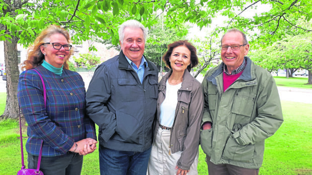 Becky Richmond, chairwoman Culbokie & Ferintosh community council; residents Gordon and Angie Morris; community councillor Bruce Morrison celebrating the award of council funding to fix Crask junction.