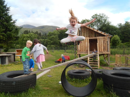 Pre-Covid 19: Children playing at the Stramash Nursery in Fort William.