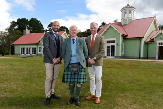 The Duke of Rothesay Highland Games Pavilion will open on Saturday. 
Picture of (L-R) Michael Harris (architectural designer), David Geddes (Braemar Royal Highland Society president) and Robert Lovie (Princes Foundation director of outreach). (Picture by Kenny Elrick)