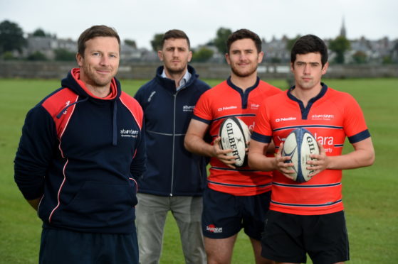 Head coach Ali O'Connor (left) with team manager Christian Brew, club captain Doug Russell and team captain Sam Knudson.