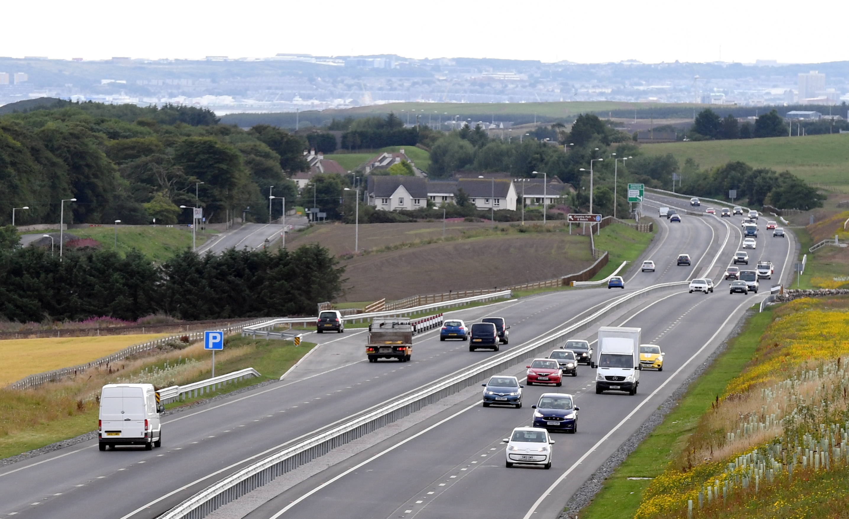 The A90 looking south toward Balmedie and Aberdeen.   
Picture by Kami Thomson