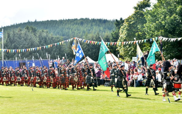 Spectators view the Lonach Highlanders.