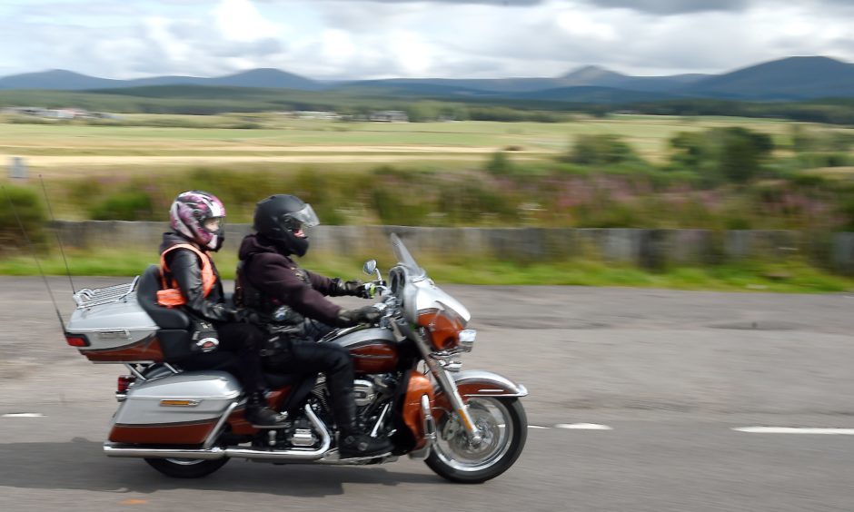 Riders make their way back to Aviemore from Grantown on Saturday afternoon.