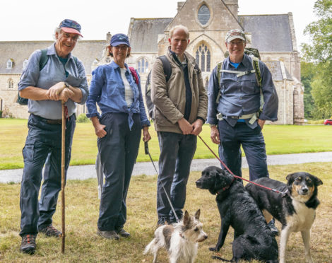 David and Peta Broadfoot, Angus Dixon and John McDavitt arrive at Pluscarden Abbey.