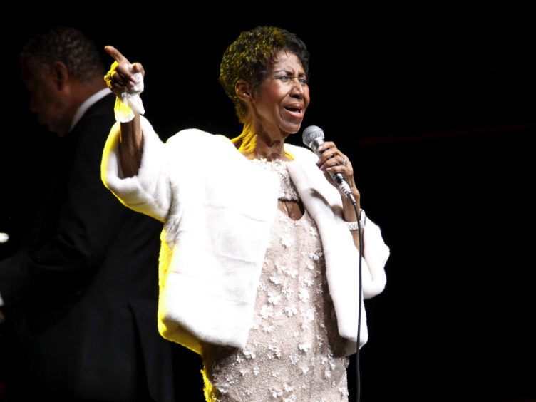 Aretha Franklin attends the Elton John AIDS Foundation's 25th Anniversary Gala in New York.