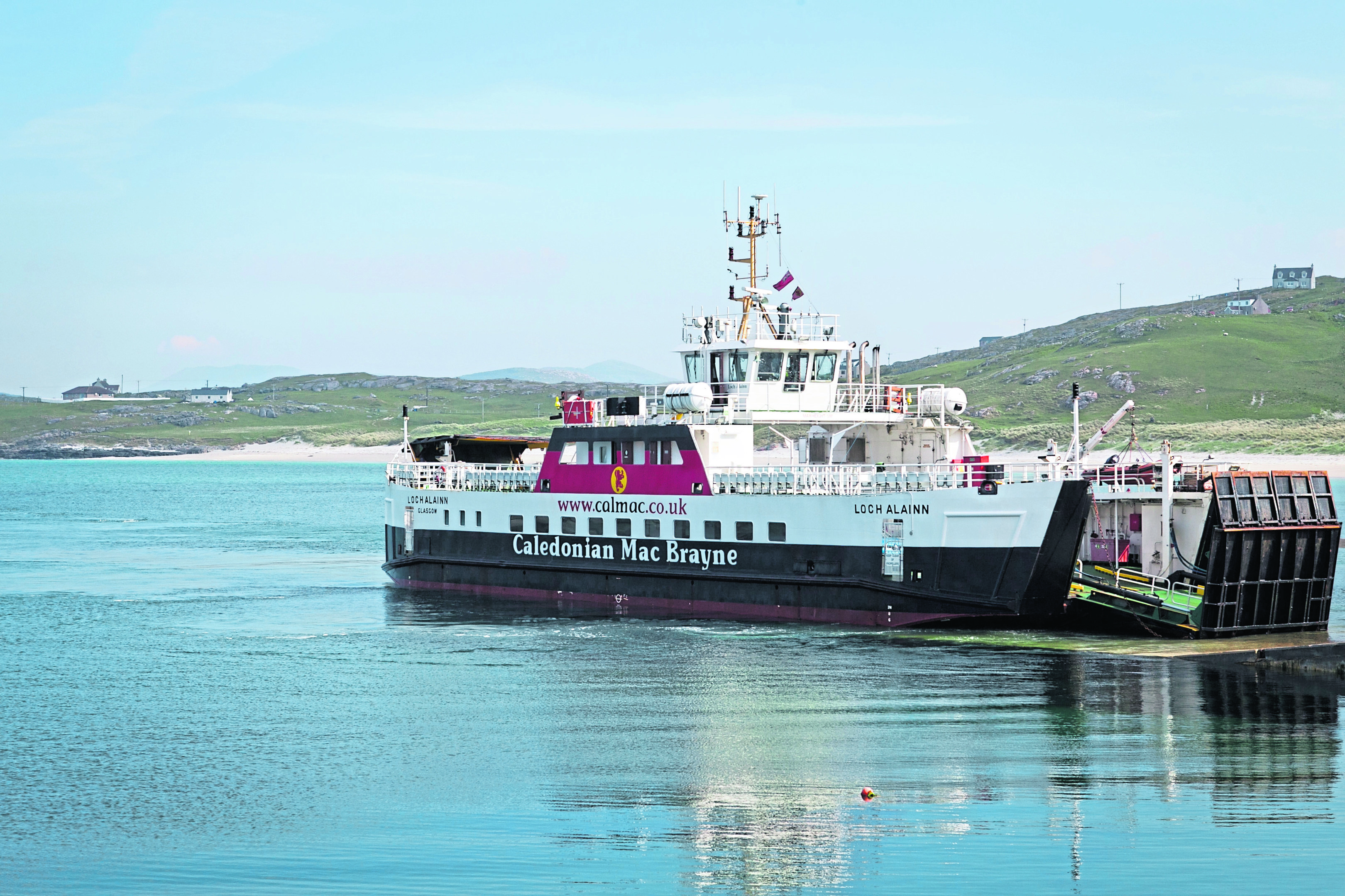 Caledonian MacBrayne ferry, at the port on the Isle of Eriskay, Outer Hebrides.