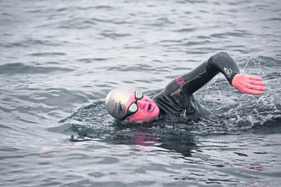 Mark Cameron battles the tide in the Pentland Firth.