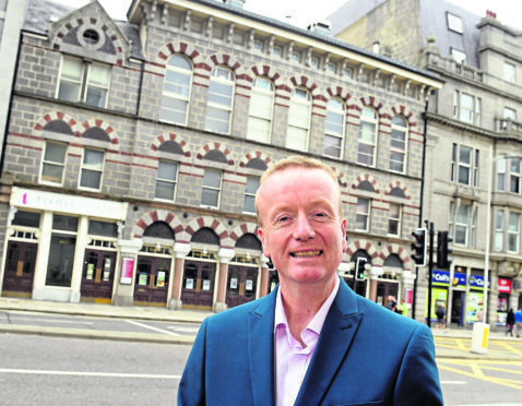 Adrian Watson outside the Tivioli Theatre, Guild Street, Aberdeen. 
Picture by Jim Irvine.