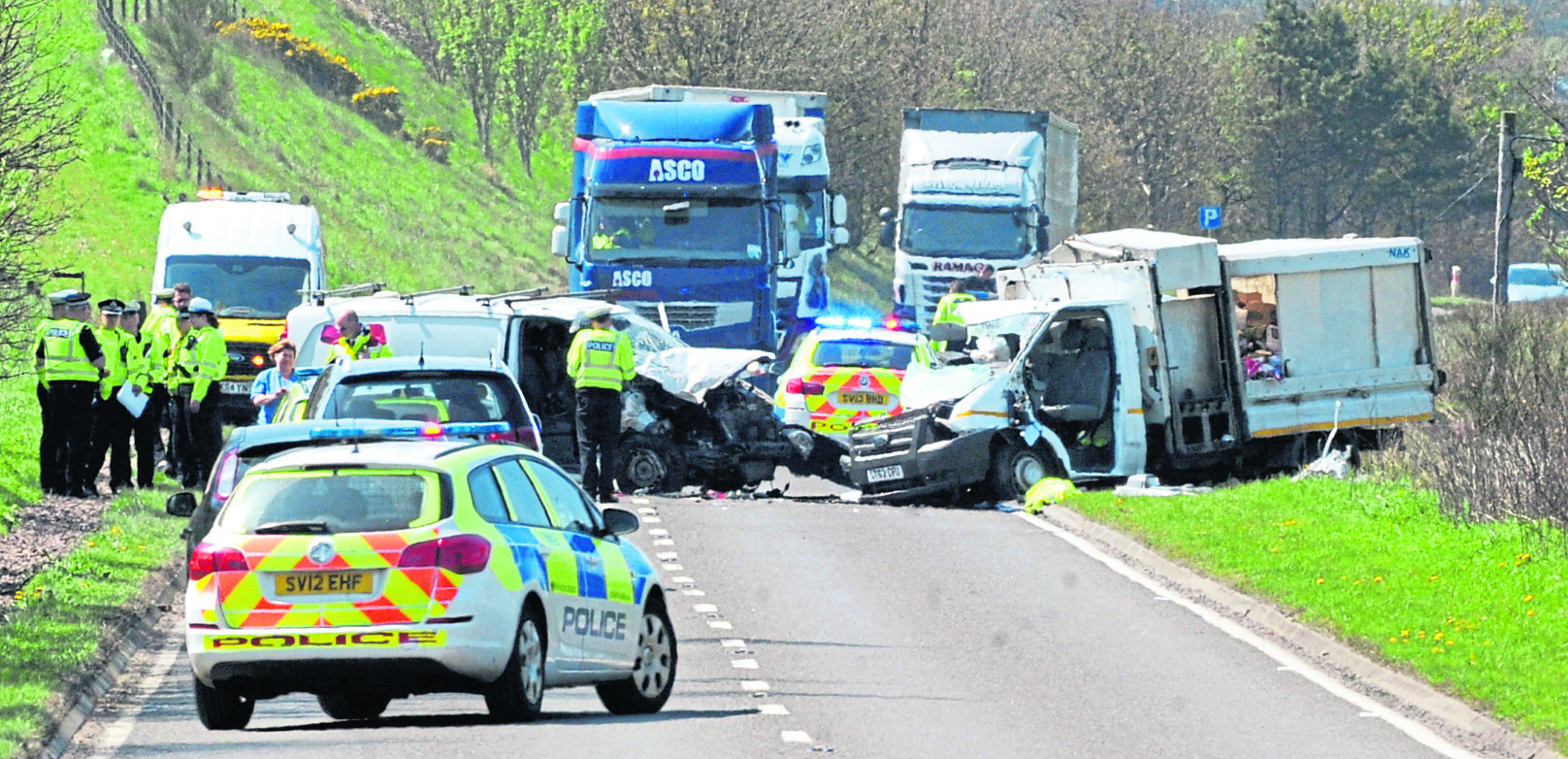 Picture from the two vehicle crash on the A90 at Hatton.