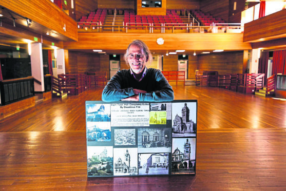 David Dills is doing a project on the history of Elgin town hall.