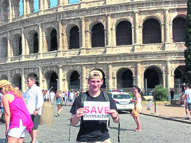 A Save Bennachie campaigner in Rome.