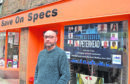 Keith Bennett at Save on Specs has a poster imitating the BID poster at his Peterhead shop.