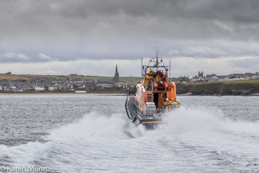 Thurso RNLI were assisting police with a search for a missing person on Wednesday afternoon. Image:  Karen Munro\Thurso RNLI