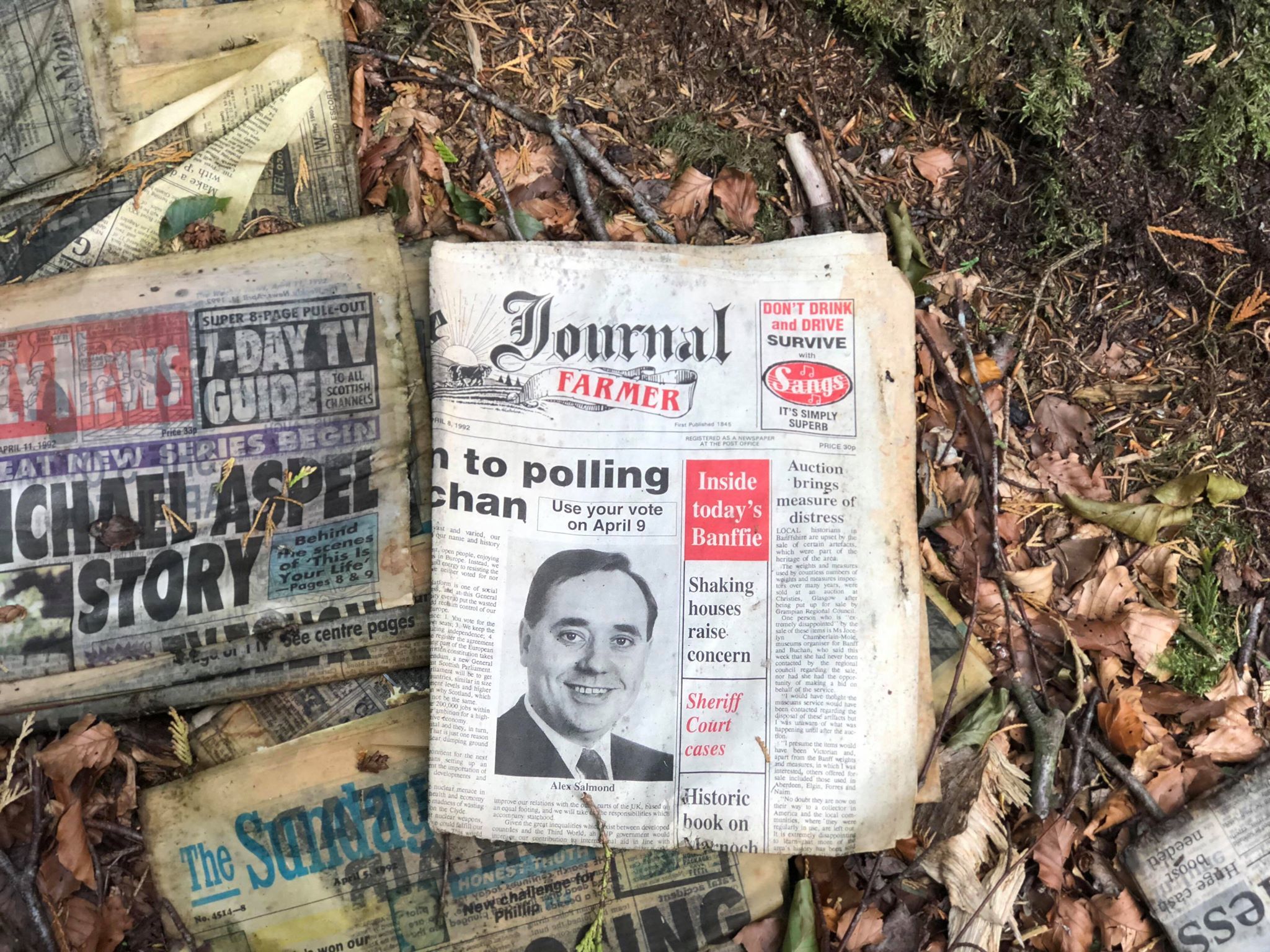 A younger looking Alex Salmond appearing on a copy of the Press and Journal from 1992