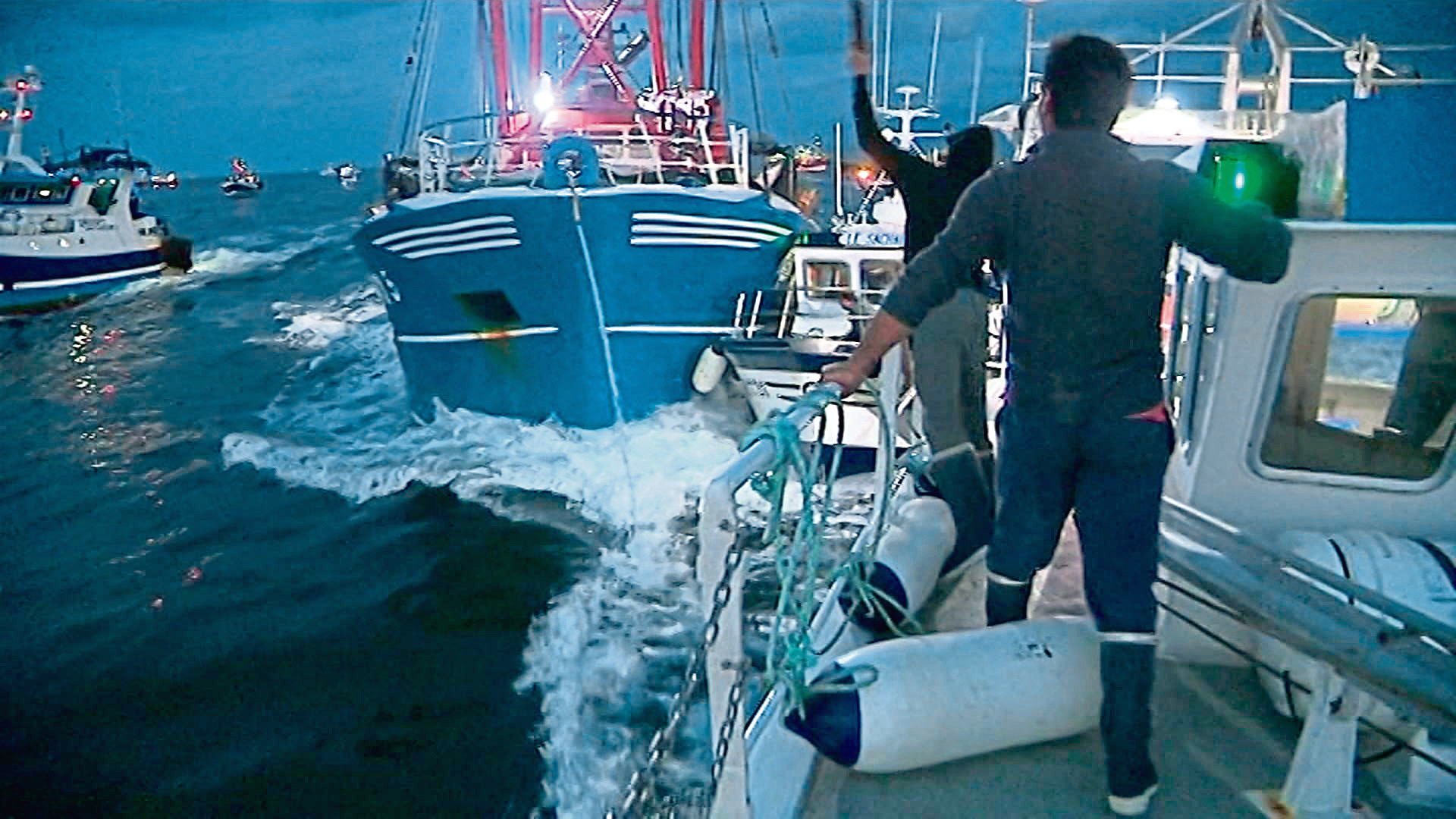 French and British boats clashed off France's northern coast.
