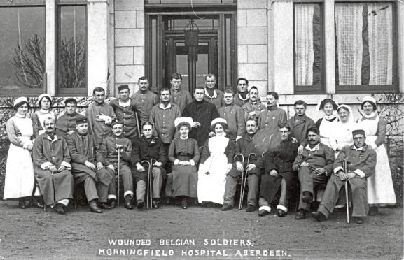 Wounded Belgian soldiers at Morningfield Hospital.