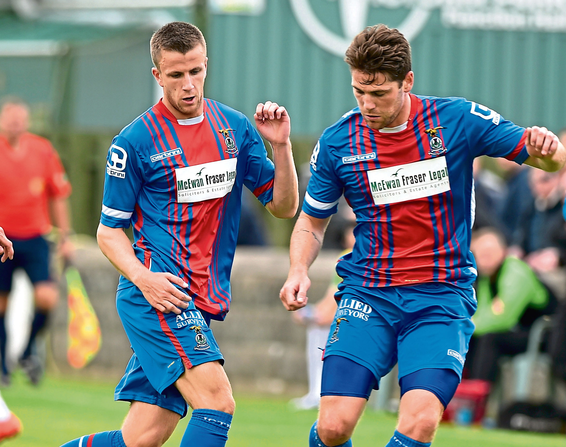 Liam Polworth, left, and Iain Vigurs playing for Caley Thistle in 2016 but they will be rivals this weekend.