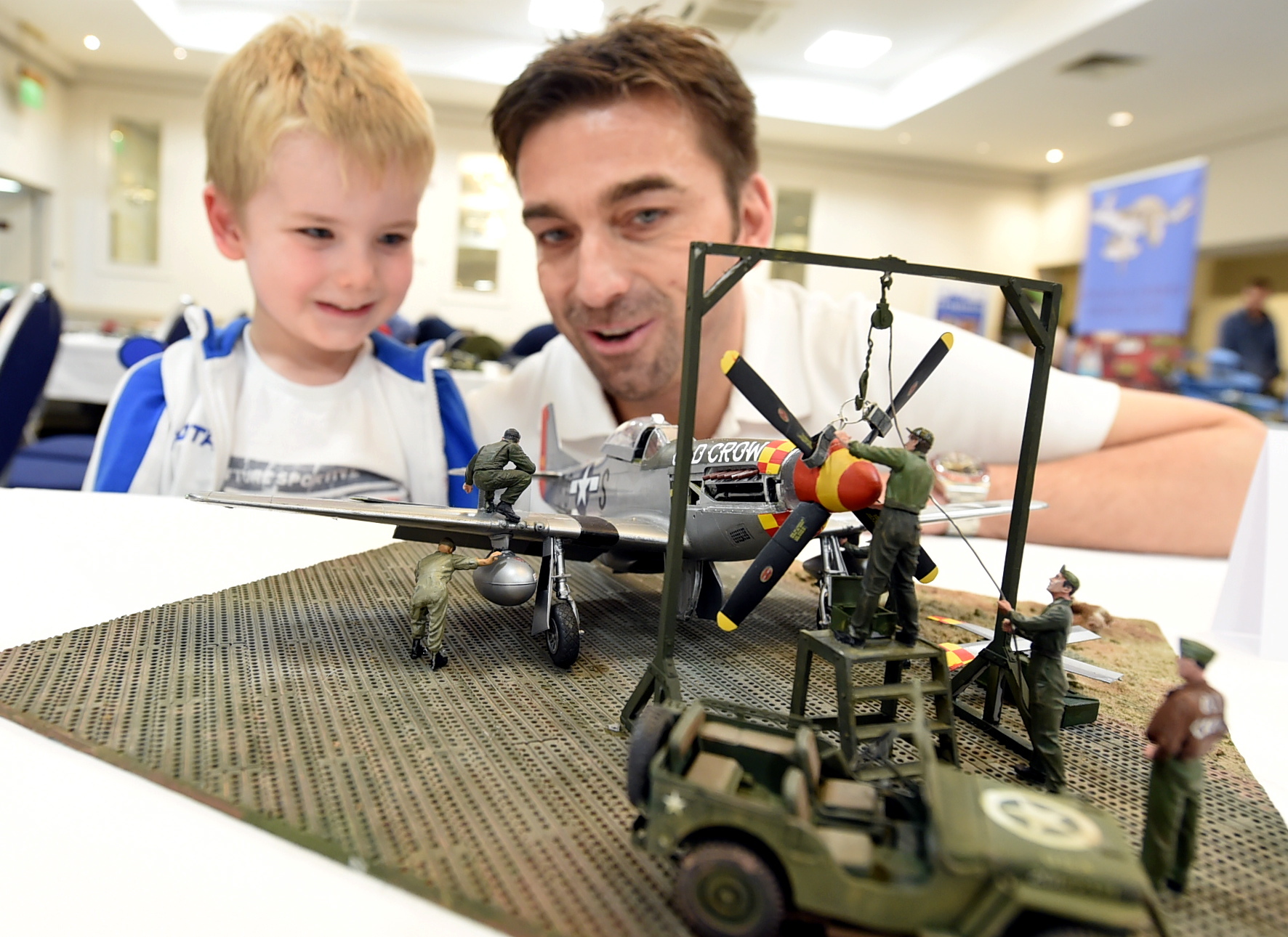 The Aberdeen Scale model show at DoubleTree by Hilton Hotel, Aberdeen. In the picture are Dexter Finnie and his dad, Matthew Finnie. 
Picture by Jim Irvine  15-9-18