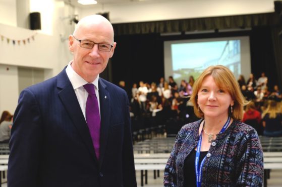 John Swinney (Deputy First Minister) addressed pupils, staff and guests in the school before the plaque was unveiled.