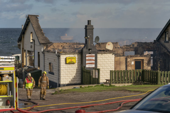 The Beach Bar in Lossiemouth has been reduced to a ruin.