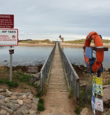 The grenade was blown up on Lossiemouth's East Beach.