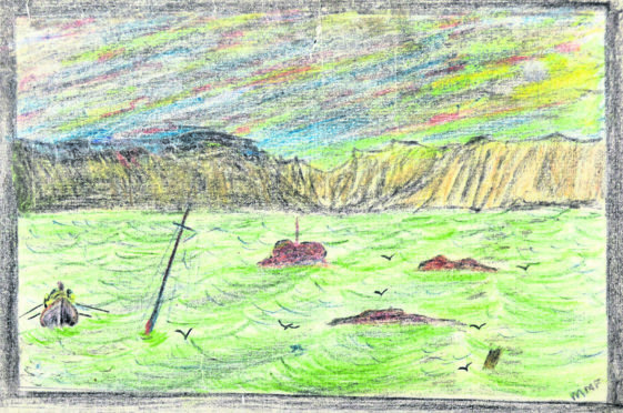 A coloured drawing of the wreck by Murdo Macfarlane will be on display in the exhibition