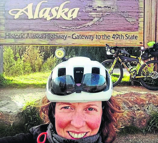 Jenny Graham reaching Alaska on her record-breaking trip.