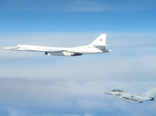 Typhoons from RAF Lossiemouth intercepted two Russian Blackjack bombers.