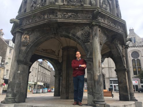 Cllr Martin Greig at the Mercat Cross