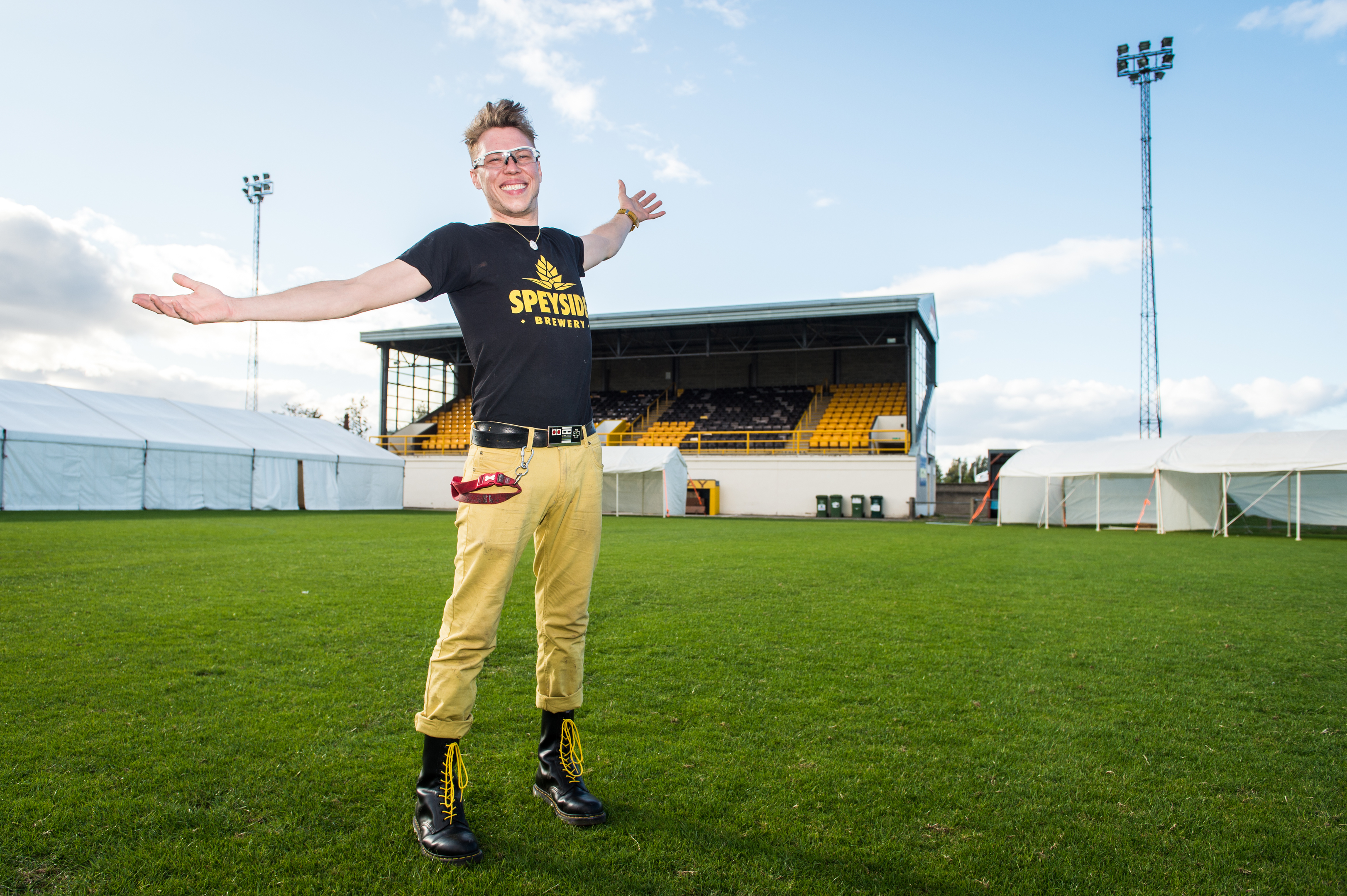 Seb Jones of Speyside Brewery and organiser of Pitch Perfect Festival held at Forres Mechanics Football Ground.