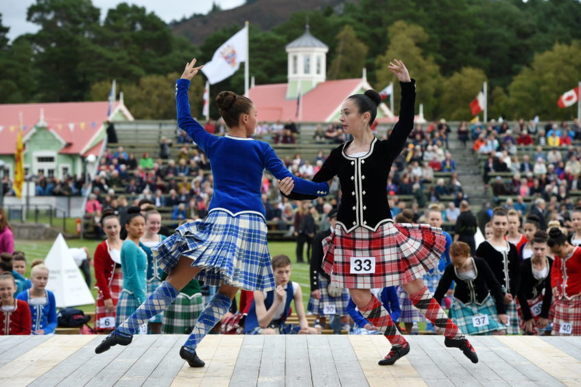 Braemar Gathering 2018, at The Princess Royal and Duke of Fife Memorial Park in Braemar.
Picture of Highland Dancing, Rosey Watt, 14, and Emma Smart, 13.

Picture by KENNY ELRICK     01/09/2018