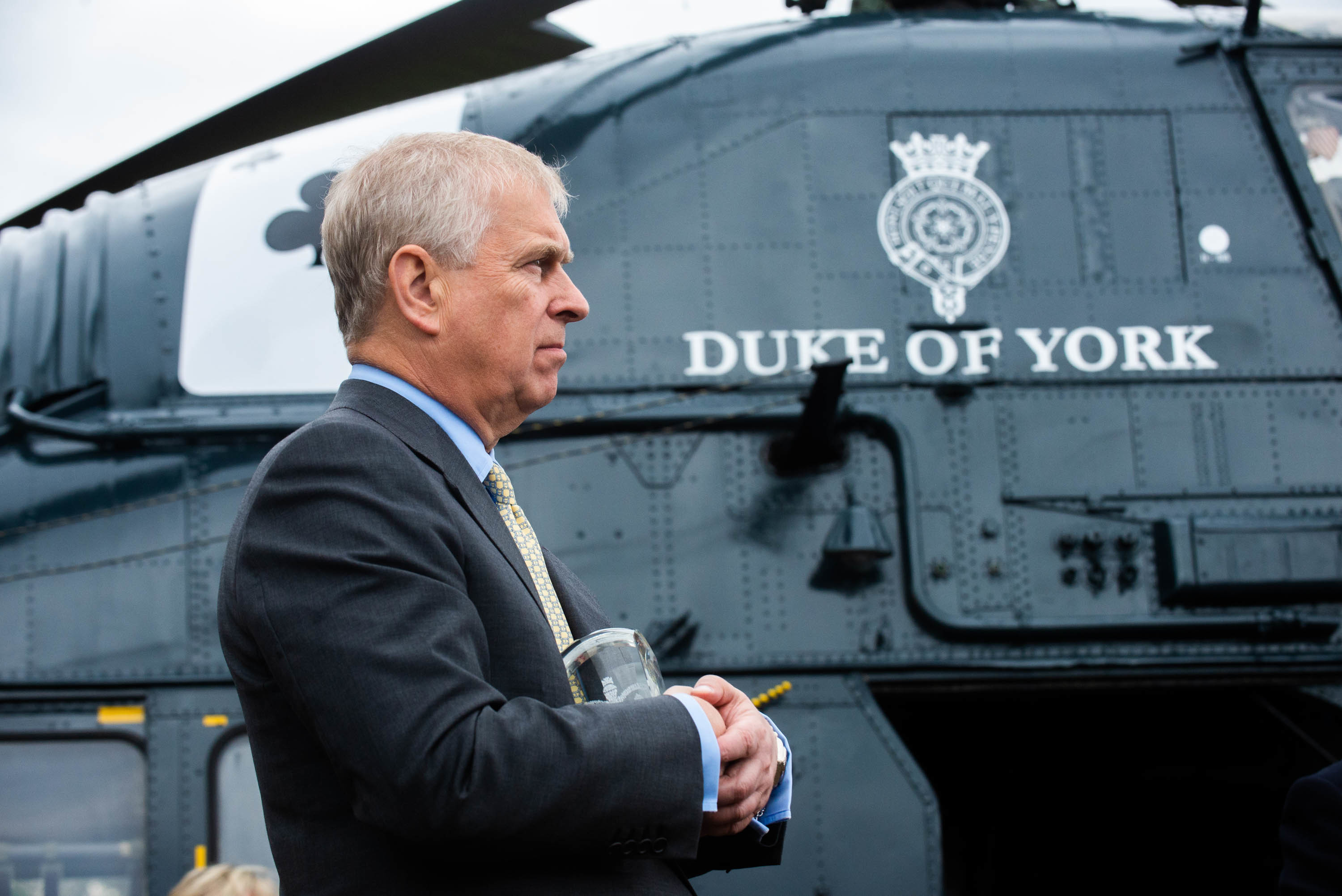 Prince Andrew visits Moryvia to present them with an award and name a helicopter.