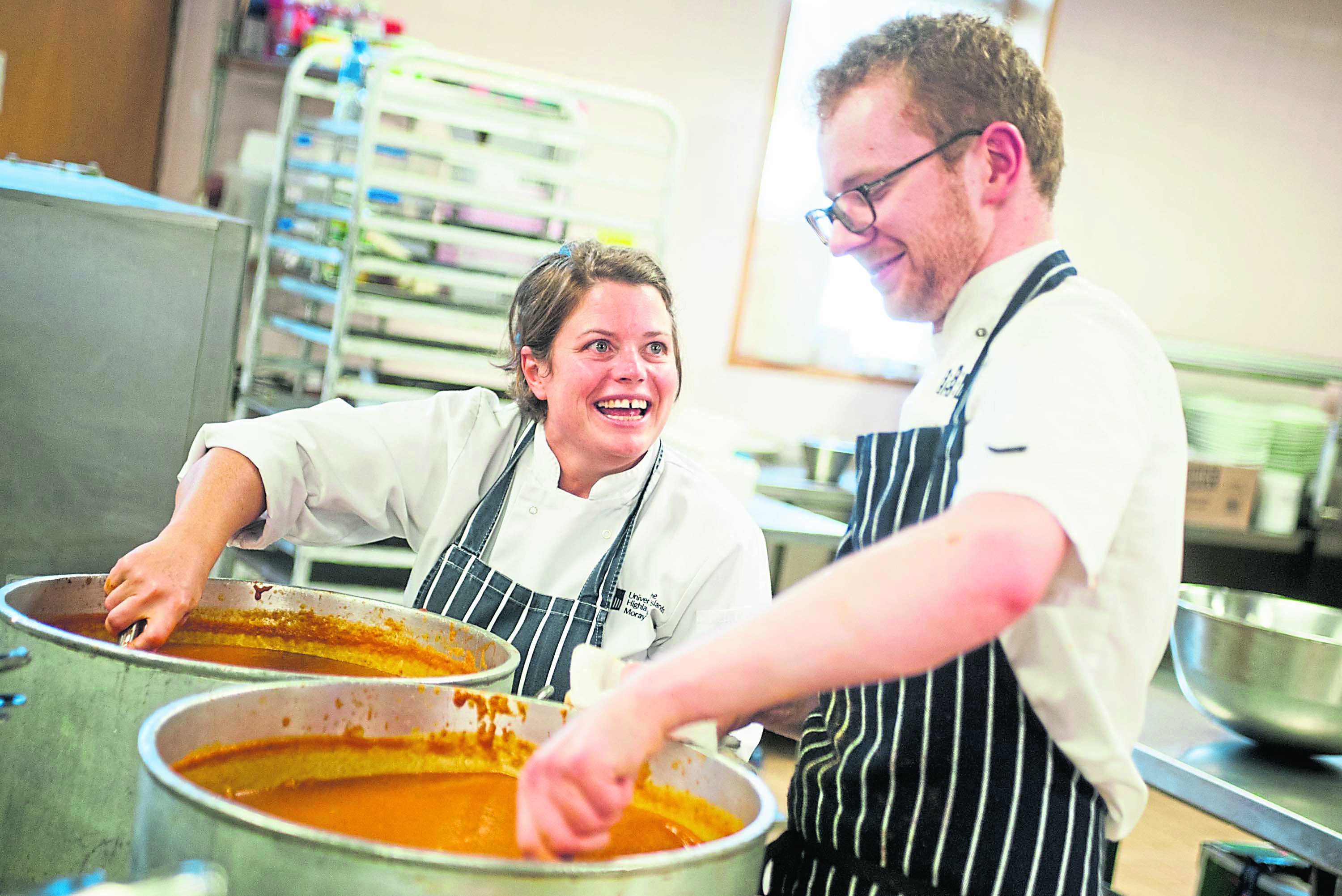 Moray College UHI in Elgin is hosting a big gala dinner, and the students are cooking all the food for the five-course meal.

Mezz McAuslan and Cori Pearson.
