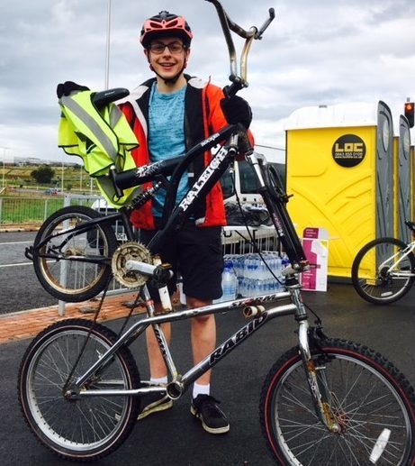 Finley Cousins, 15-year-old who welded together his own "double-decker" bike