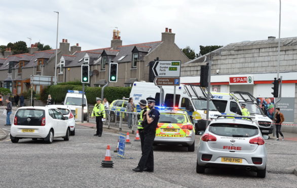 Scene of the collision on King Street at the St Machar Drive junction, Aberdeen.