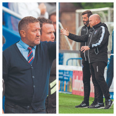 Caley Thistle boss John Robertson (left) and Ross County co-managers Stuart Kettlewell and Steven Ferguson.