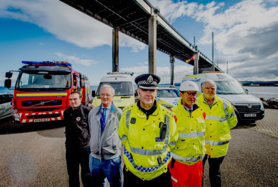 Partner agencies gathered at the Kessock Bridge in Inverness as operation CEDAR was launched last week. Picture by Jason Hedges