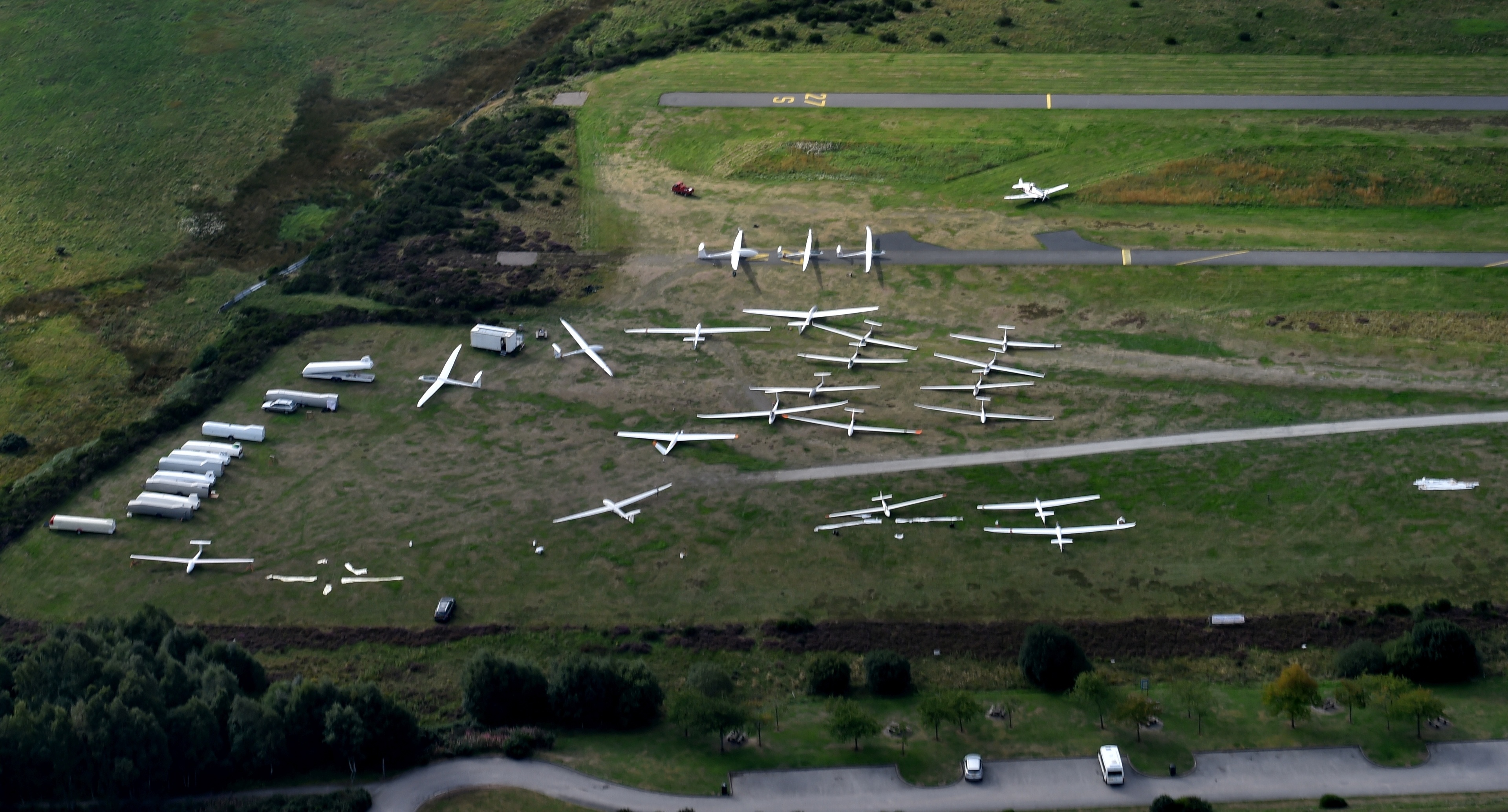 A total of 26 pilots and their gliders are competing at Deeside Gliding Club. Picture by Colin Rennie.