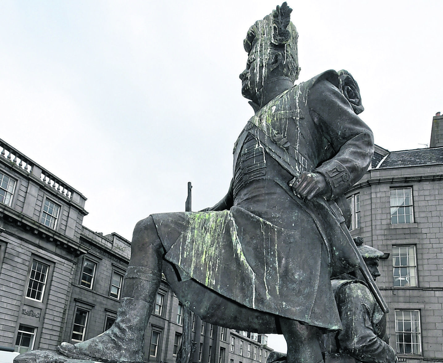 Gordon Highlanders statue at Castlegate in Aberdeen.