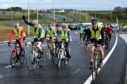 Cyclists at the bike run on the AWPR, Craibstone, part of the GoNorthEast festival event.