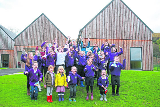 The Strontian Primary School celebrate moving into their new community-built school.