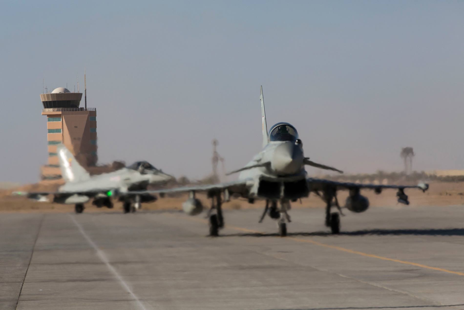 Typhoons arrive in Oman.
Picture credit: RAF Lossiemouth
