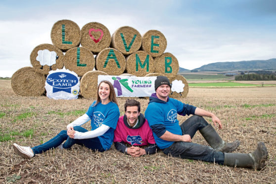 The Scottish Association of Young Farmers Clubs Bale Art supported by Quality Meat Scotland (QMS)&Pictured from left, Katie Warnock YFC East Events Organiser, David Warnock National Chair of SAYFC and Andy Stevenson Chair of Fife & Kinross District YFC with their bale art near Milnathort.
for info please contact Claire Higgs at QMS chiggs@qmscotland.co.uk or 0131 510 8042
Picture by Graeme Hart.
Copyright Perthshire Picture Agency
Tel: 01738 623350  Mobile: 07990 594431