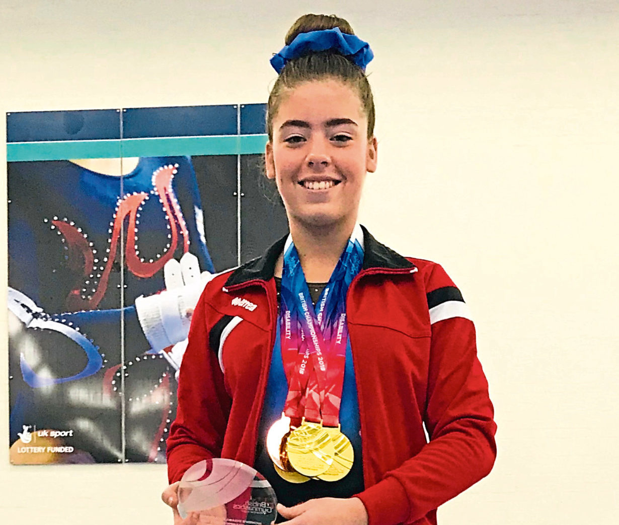 Aberdeen gymnast Orianne Slater with her medals from the Disability Artistic British Championships at Telford.
