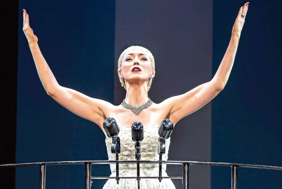 Lucy O’Byrne as Eva Peron in Evita.