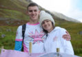 Cameron Main and his mother Tammy at the start of his Ben Nevis challenge.